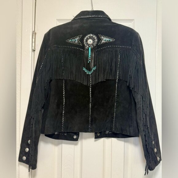 Vintage Scully Women's Black Suede Fringe Jacket - Picture 9 of 10